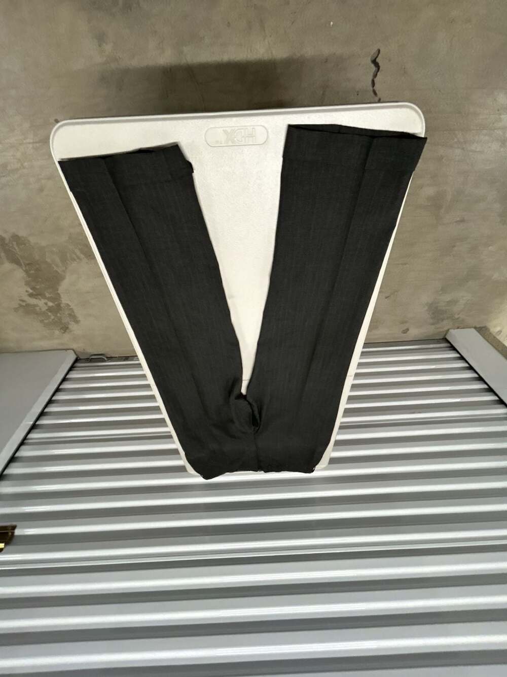 Mens Dark Gray Pinstripe Tailored Dress Trousers
